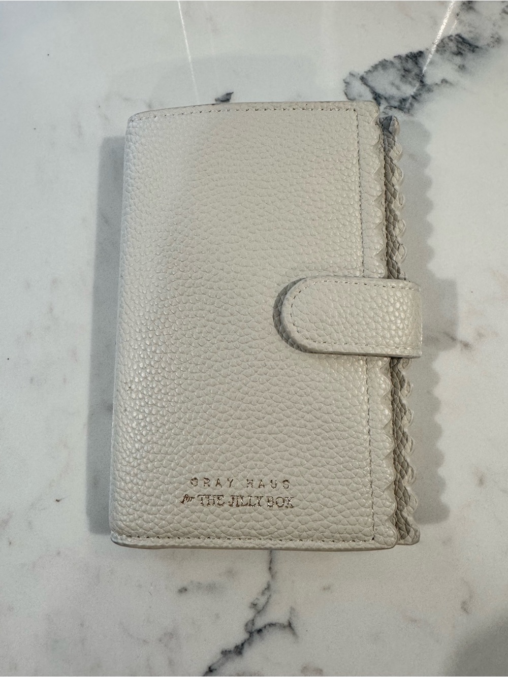Cream Leather Snap Wallet